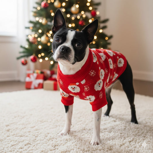 Christmas Santa Boston Terrier Sweater