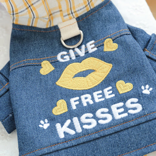 Boston Terrier Plaid Denim Hoodie